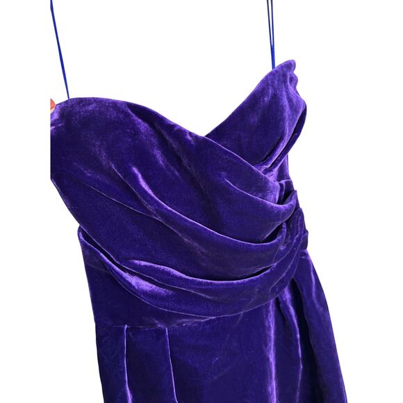 Rasario NWT Silk Velvet Draped Corset Midi Dress in Violet Size FR 38/US 4 - Picture 6 of 10